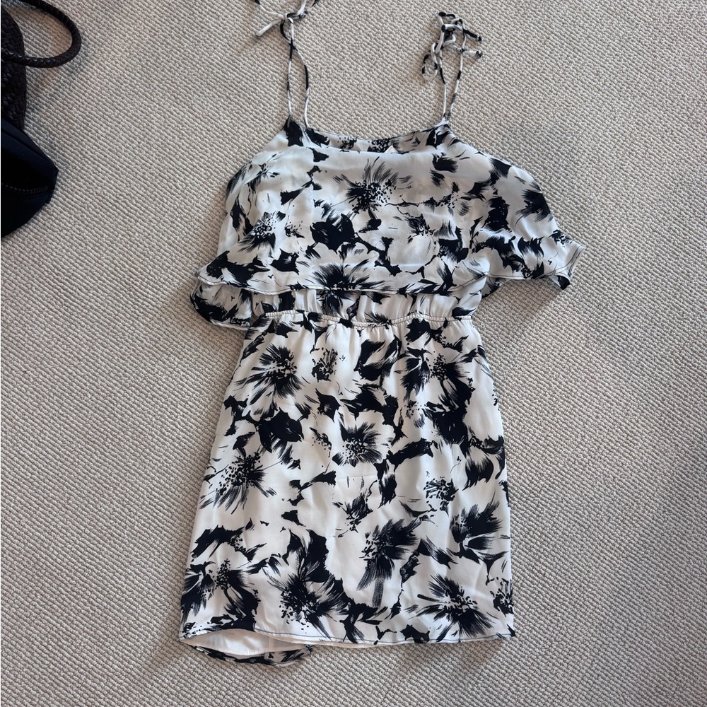 Parker Black and White Flutter Sleeve Sundress